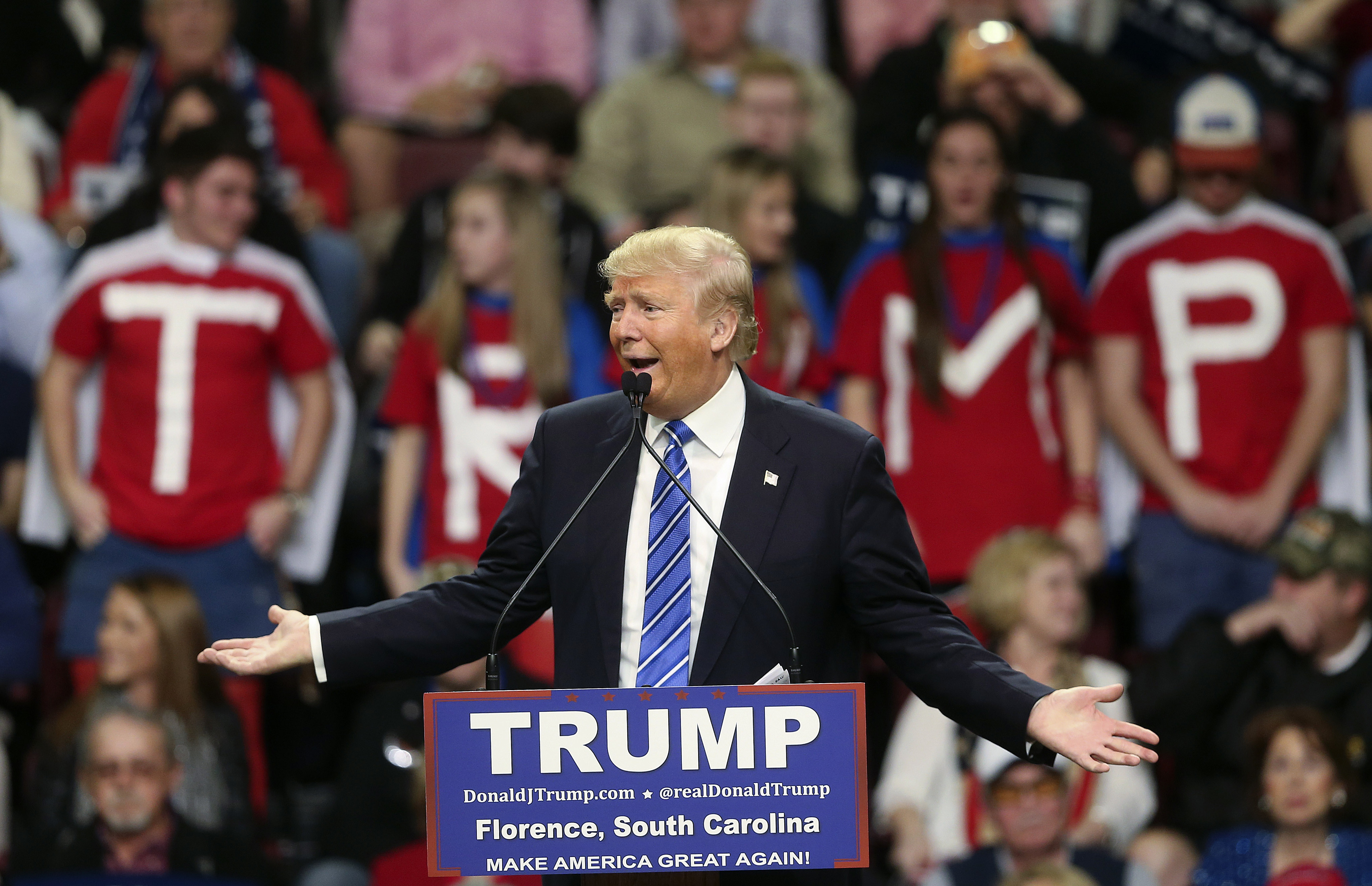 Donald Trump campaigns in South Carolina.