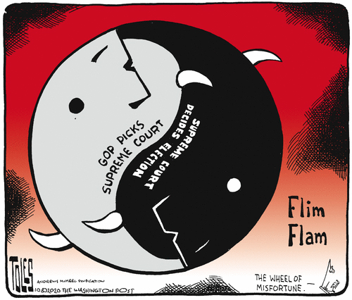 Political Cartoon U.S. yin yang SCOTUS Trump