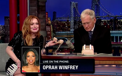 Watch Lindsay Lohan and David Letterman call Oprah