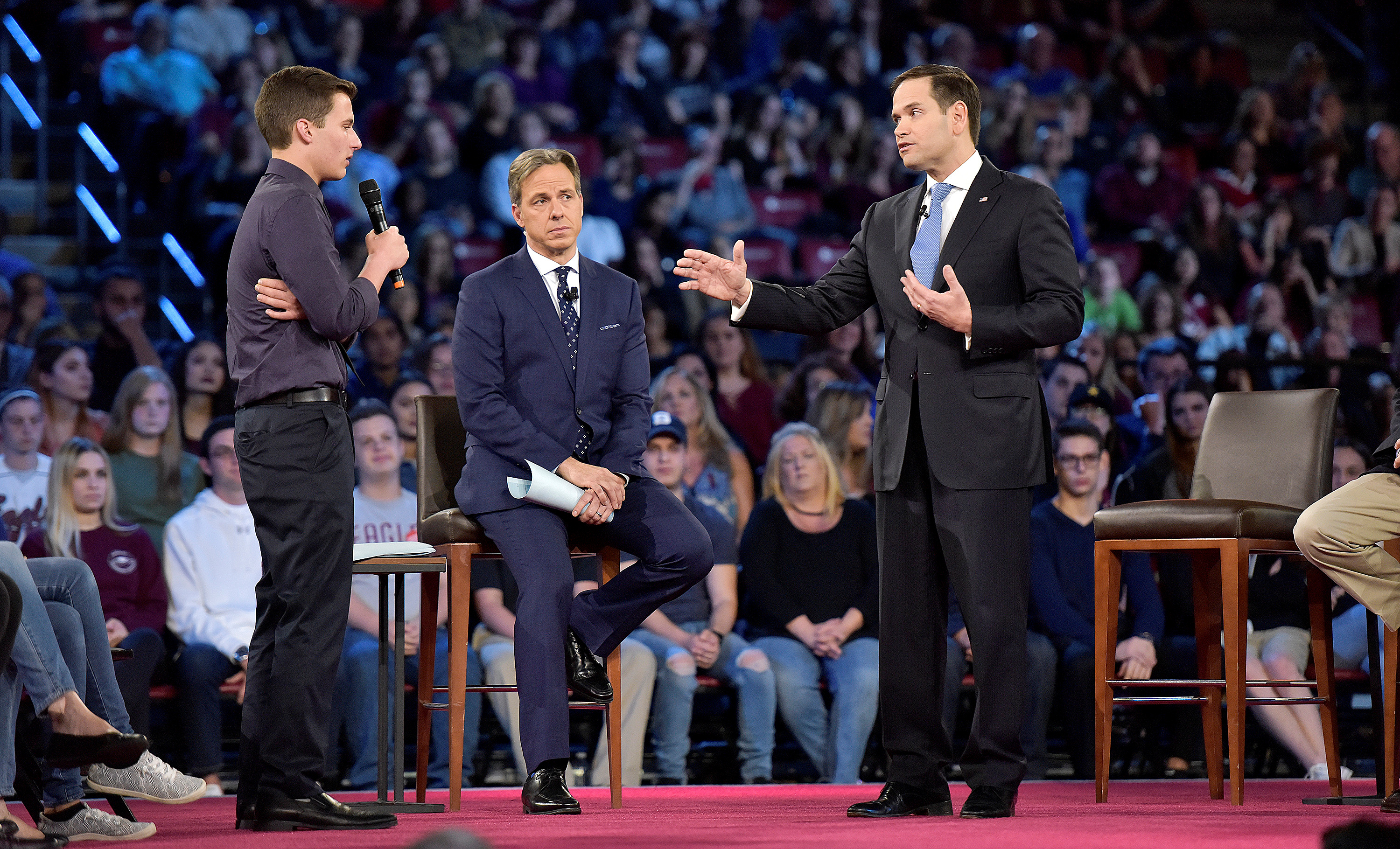 Marco Rubio and students at a CNN town hall.