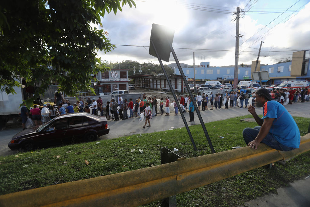 People in line in Utuado, Puerto Rico.