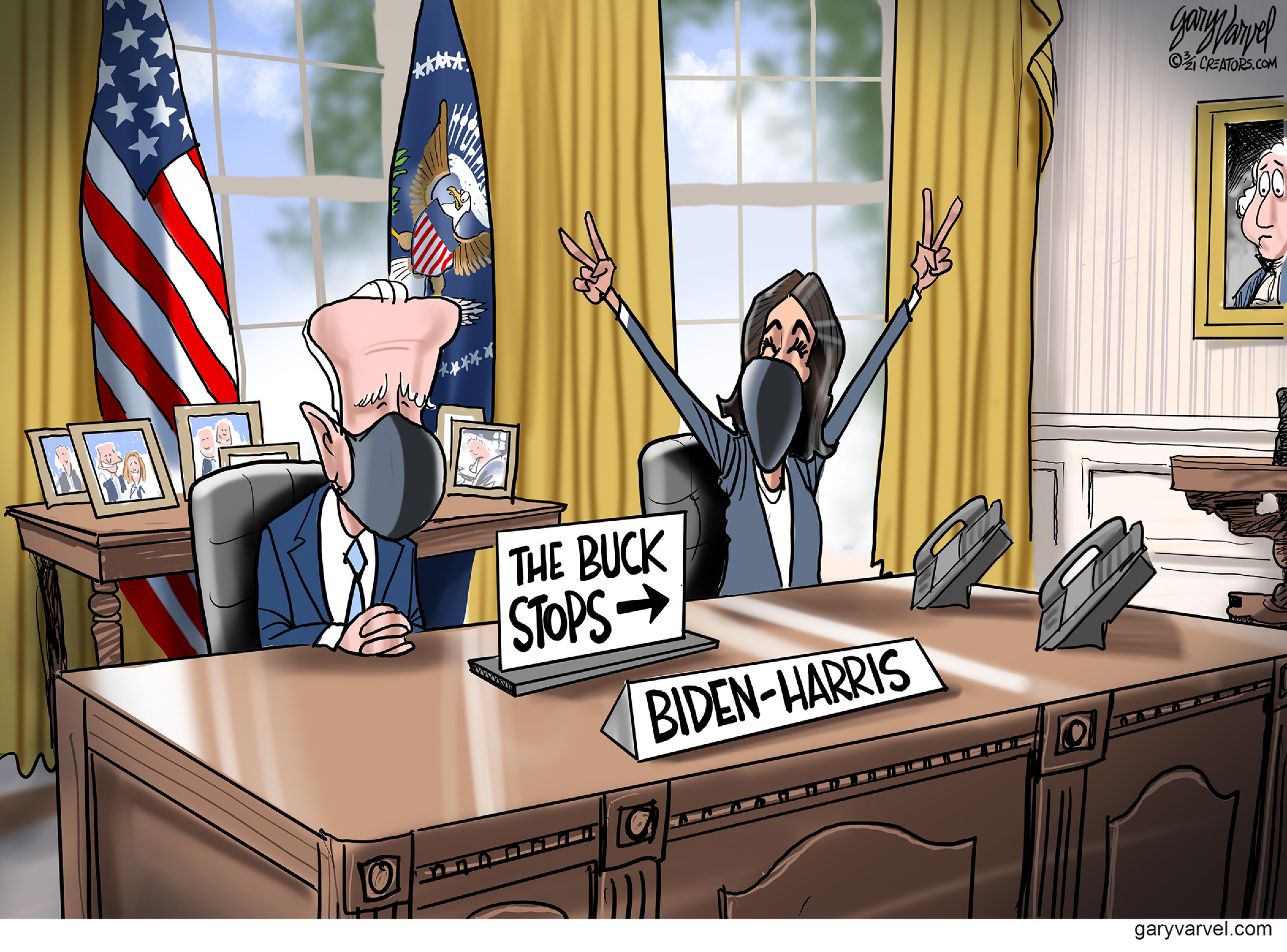 Political Cartoon U.S. biden harris border migrants