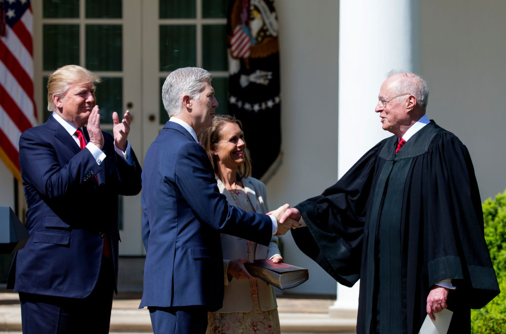 Anthony Kennedy, Neil Gorsuch and President Trump.