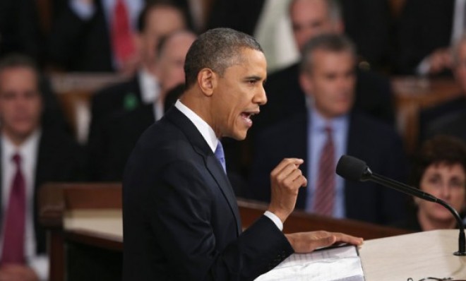 President Barack Obama delivers his State of the Union speech before a joint session of Congress on February 12.