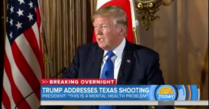 Trump speaks about the Texas church shooting from Japan.