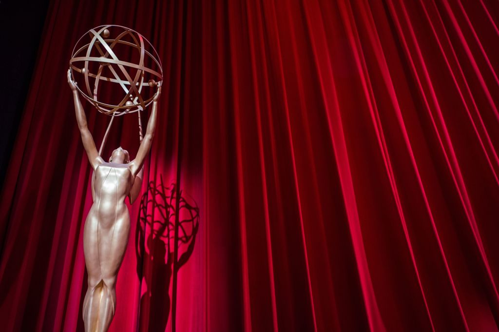 The stage is set ahead of the nominations announcement for the 70th Emmy Awards on July 12, 2018 at the Television Academy&#039;s Wolf Theatre in North Hollywood, California. 