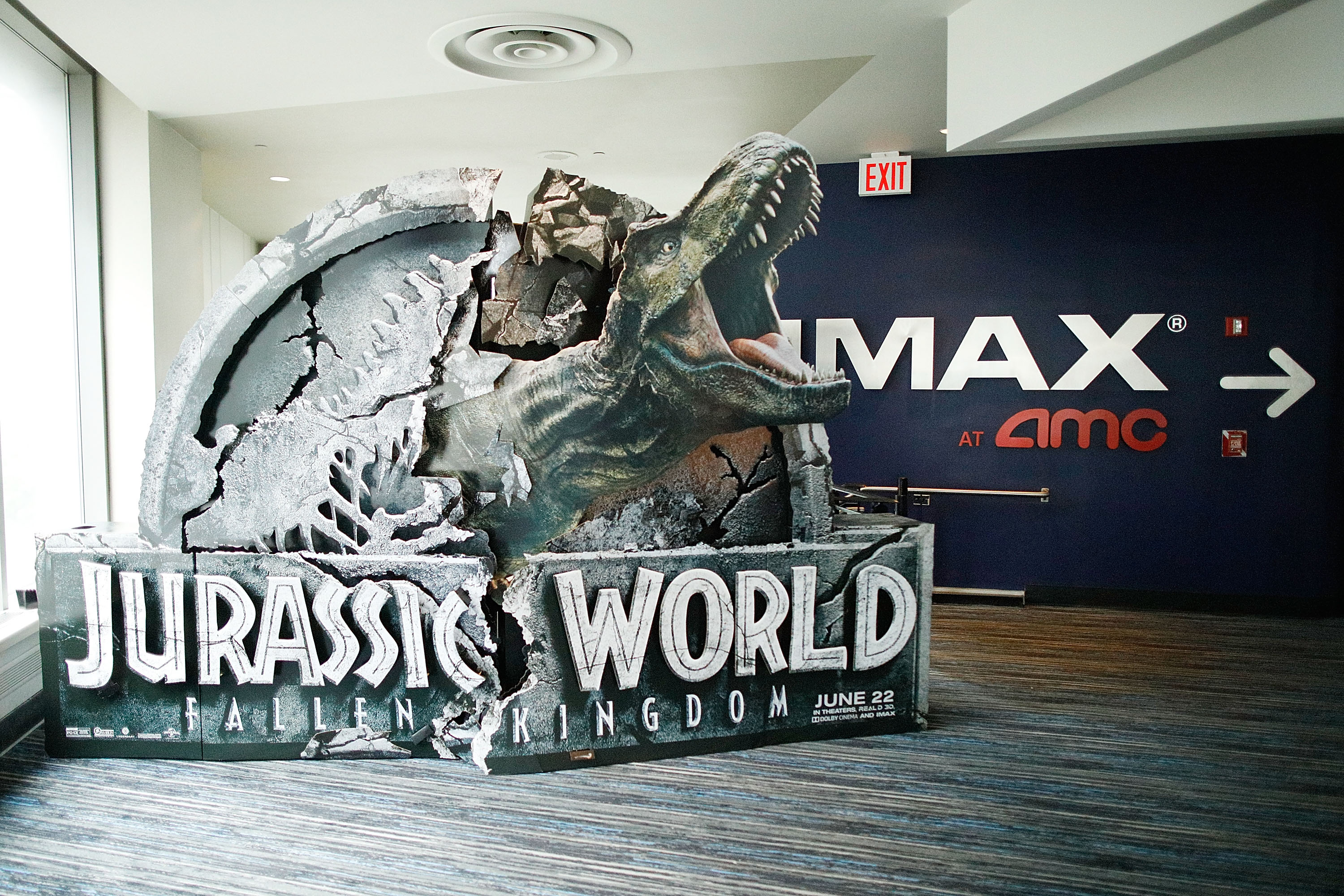 A theater showing the new Jurassic World film