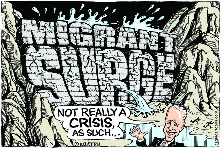 Political Cartoon U.S. biden migrant surge