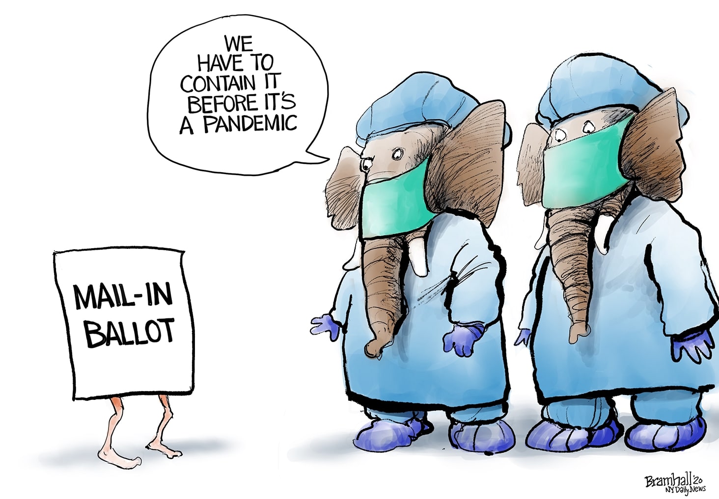 Political Cartoon U.S. Wisconsin GOP Coronavirus mail-in voting legs containment