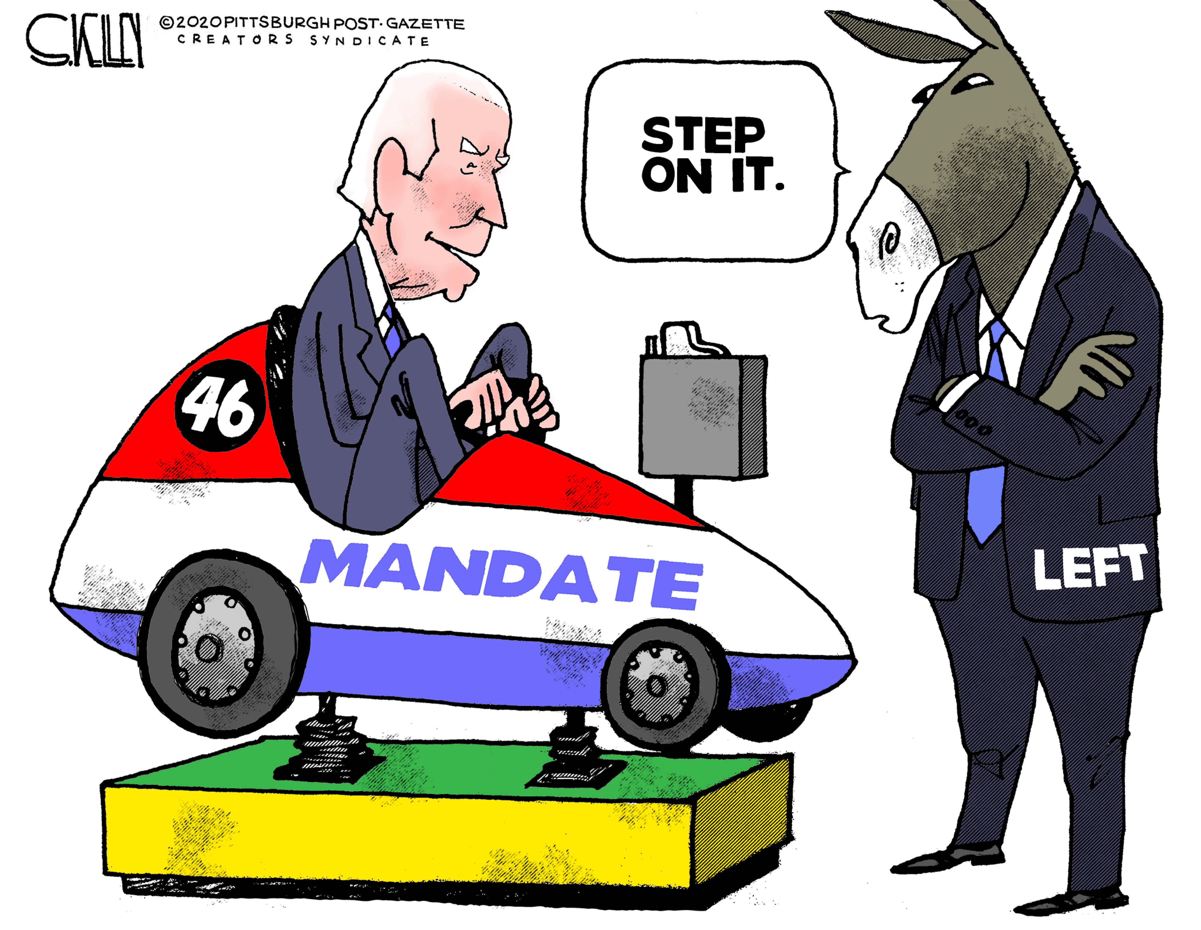 Political Cartoon U.S. Biden left mandate