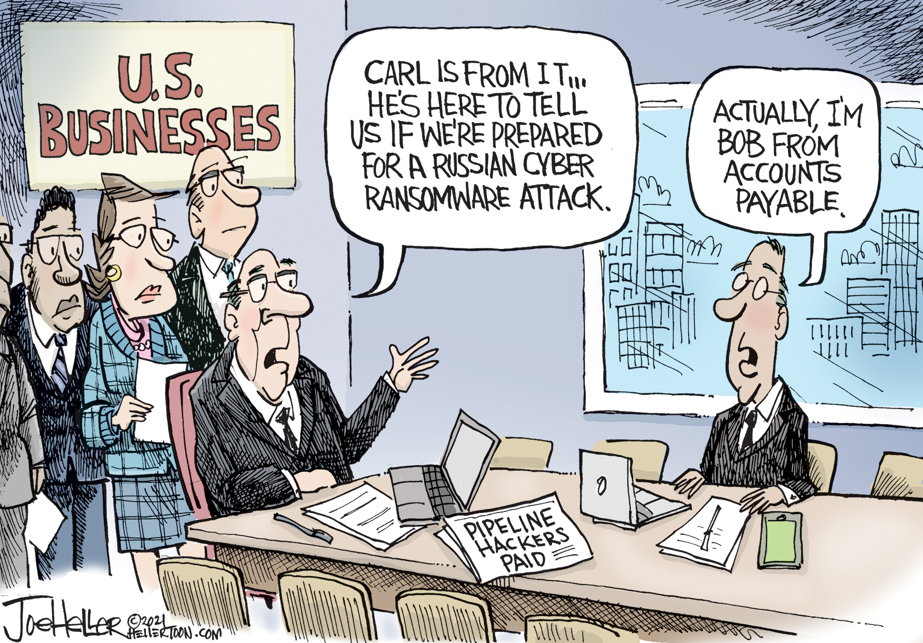Editorial Cartoon U.S. ransomware colonial pipeline hack