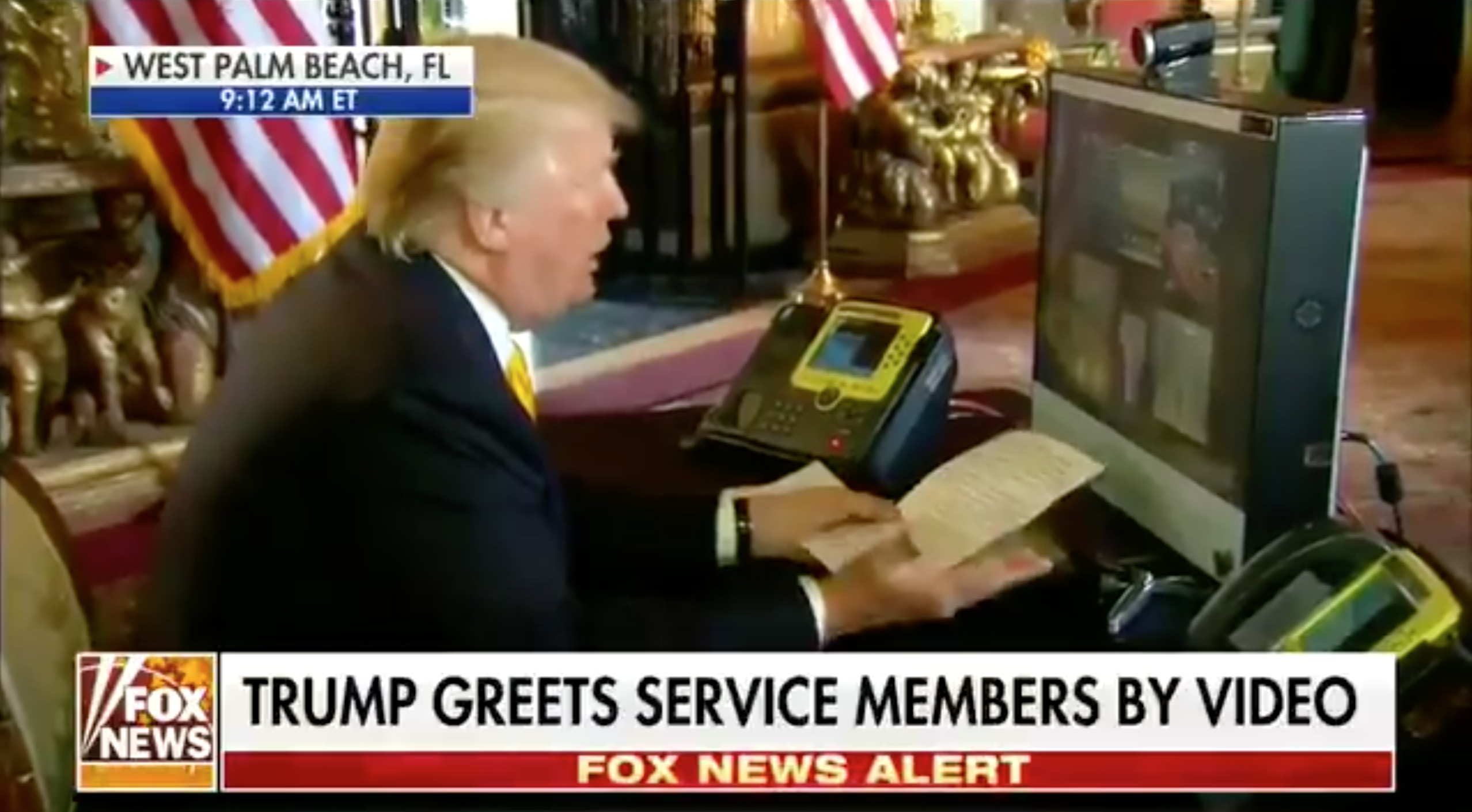 President Trump on video chat.