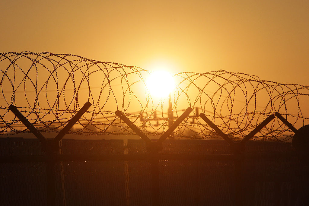 A barbed-wire fence at the Imjingak, near the demilitarized zone (DMZ) separating South and North Korea.