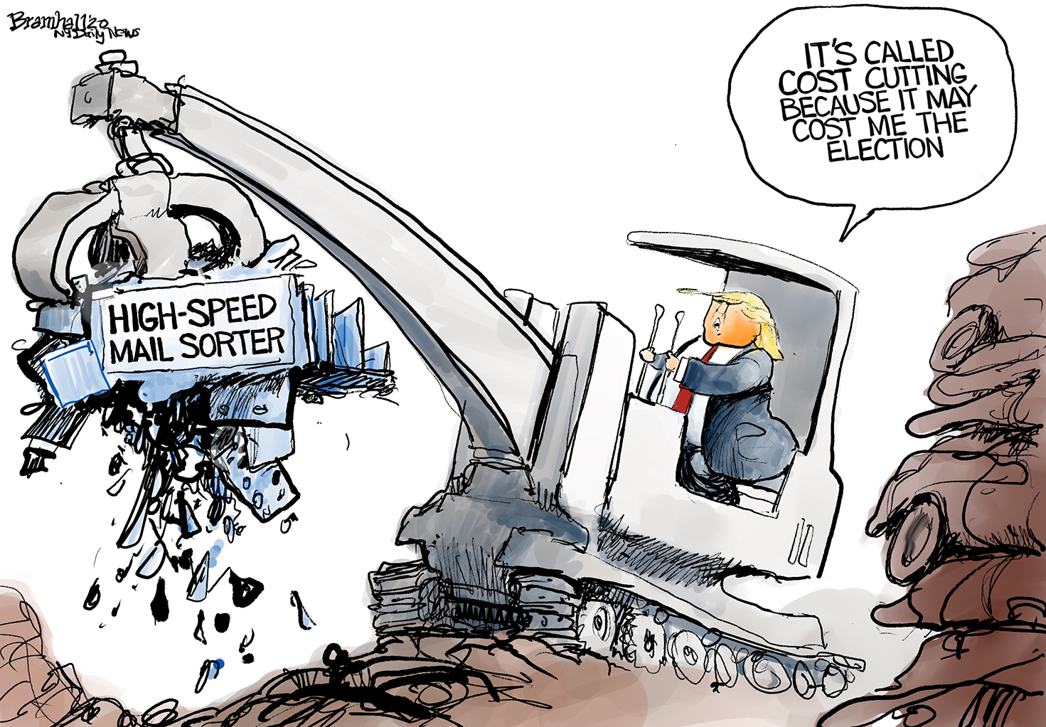 Political Cartoon U.S. Trump USPS 2020 election
