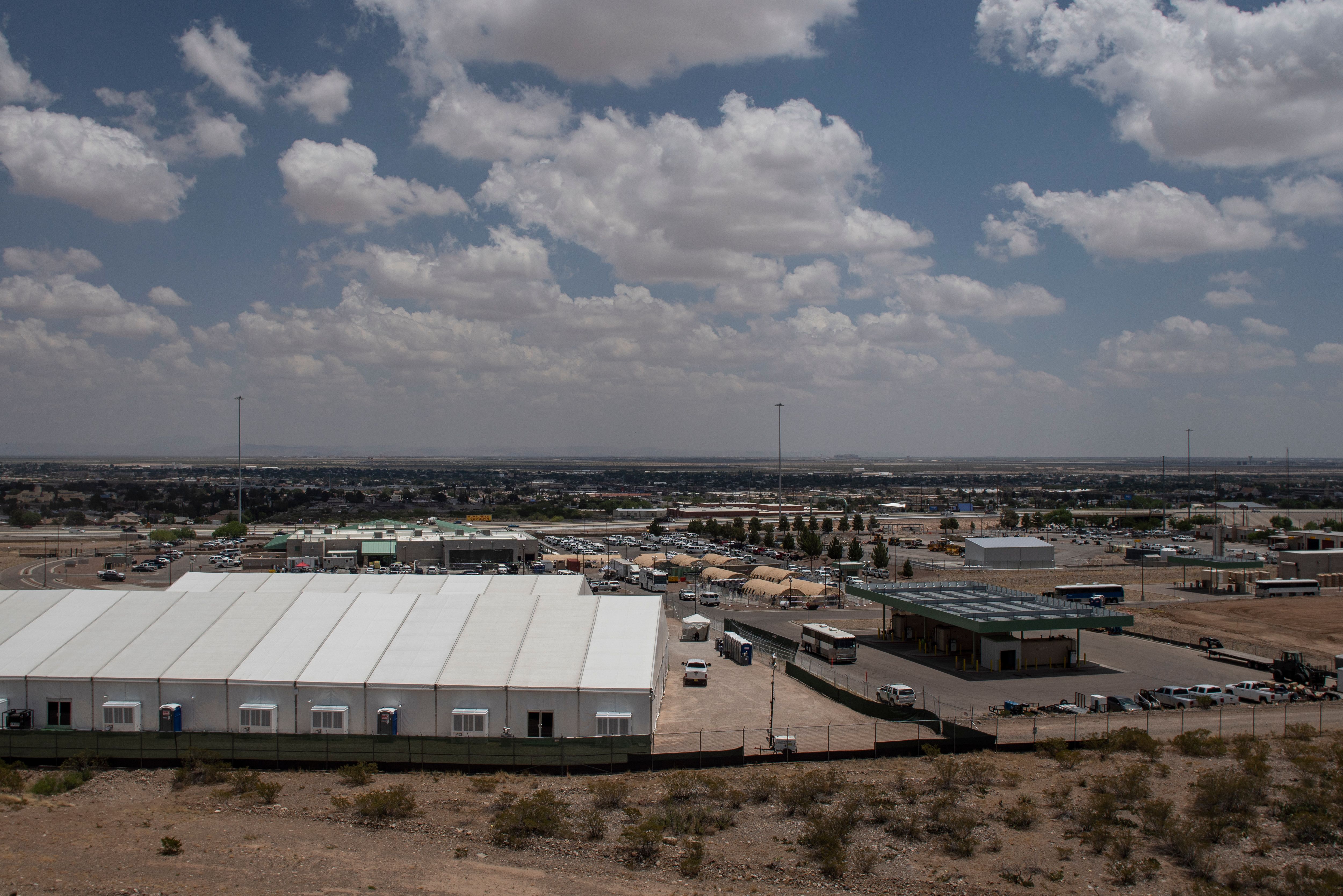 Holding facility for migrants in El Paso.