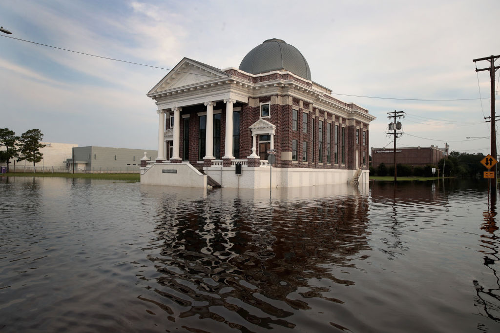 A church flooded by Hurricane Harvey