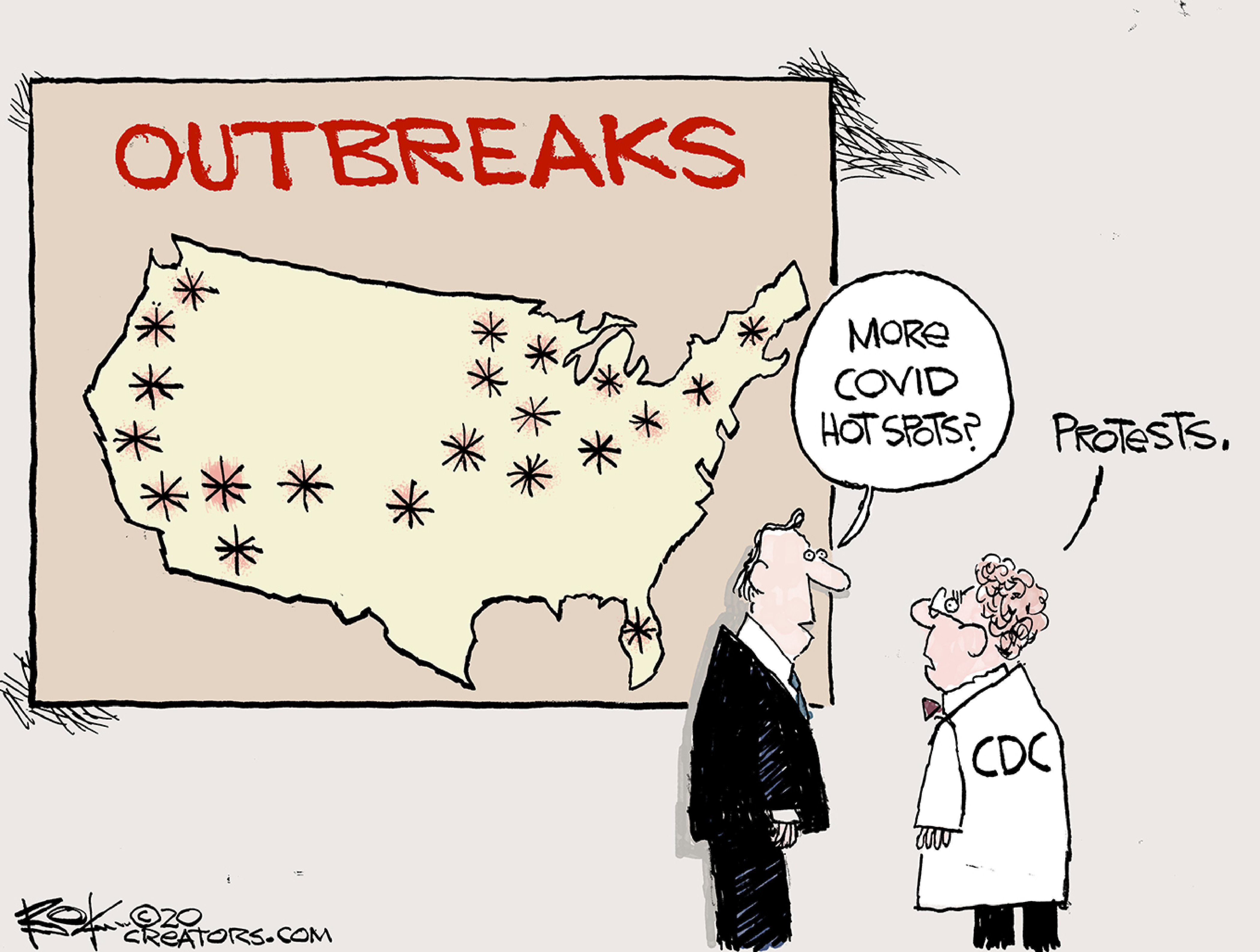 Editorial Cartoon U.S. anti lockdown protest outbreaks