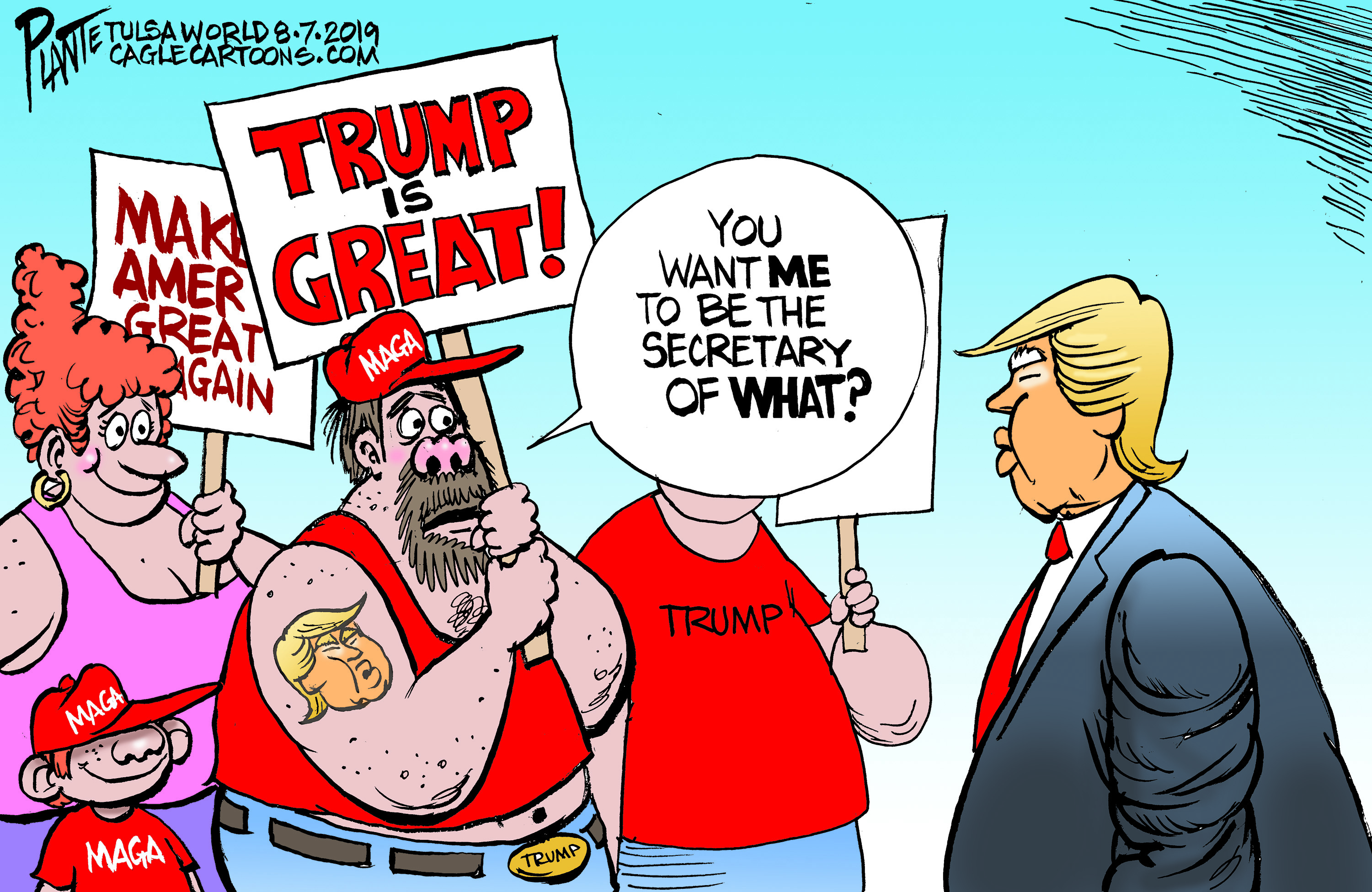 Political Cartoon U.S. MAGA Rally Trump Fans Cabinet Appointment