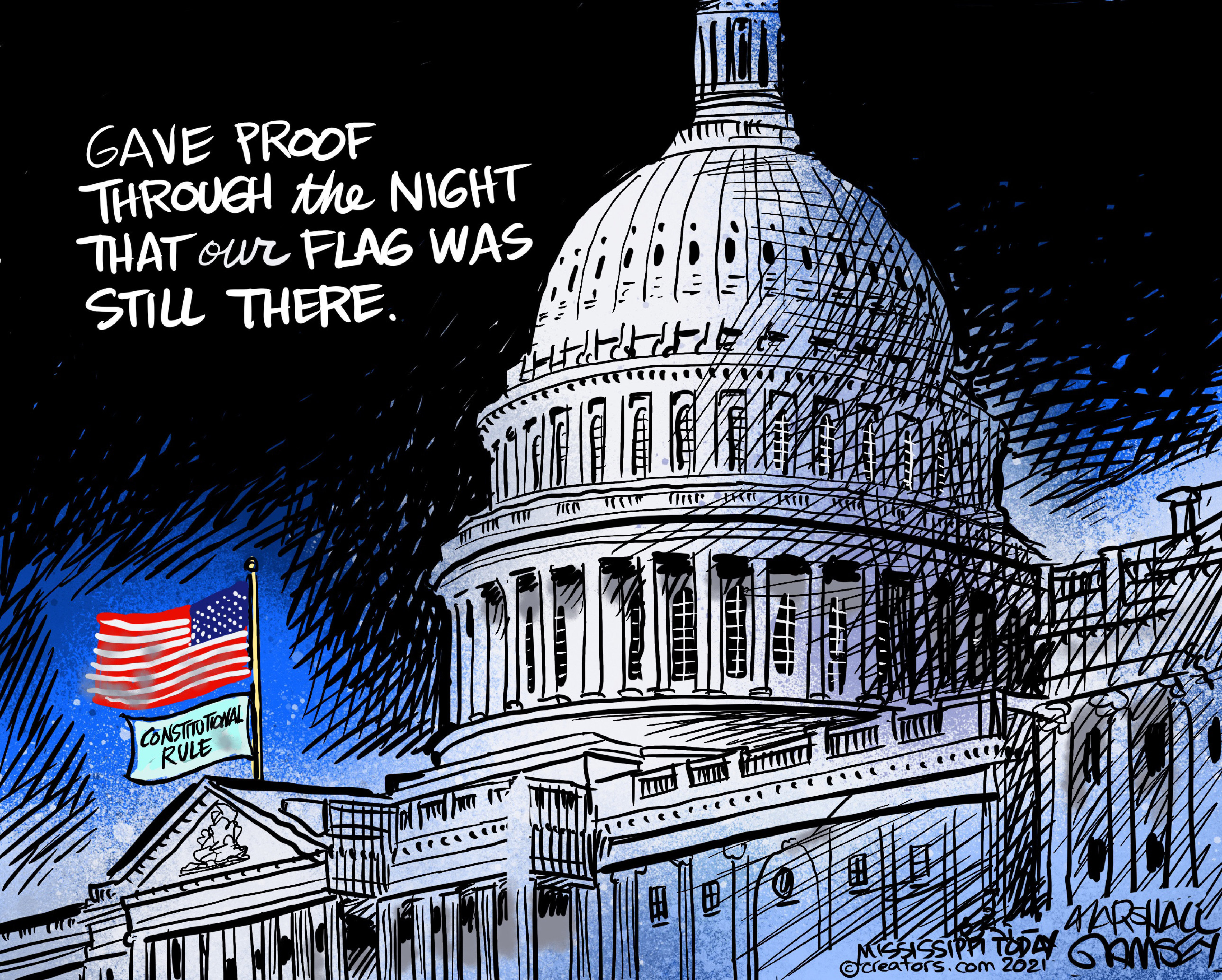Political Cartoon U.S. Trump Capitol riot
