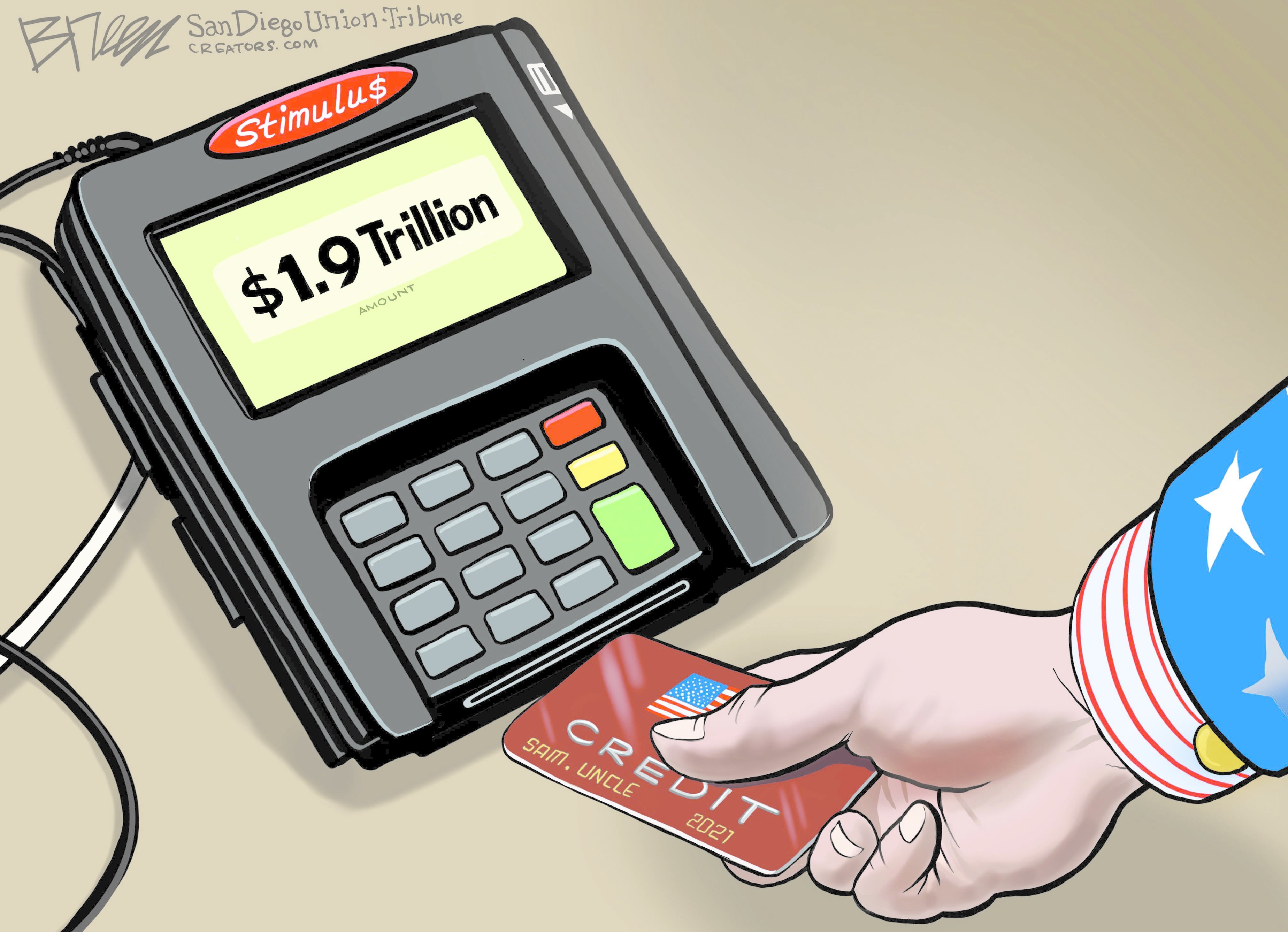 Editorial Cartoon U.S. covid stimulus debt