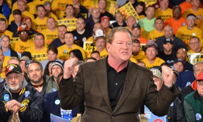 Ed Schulz fires up the crowd at a live taping of The Ed Show in Columbus, Ohio, in 2011.