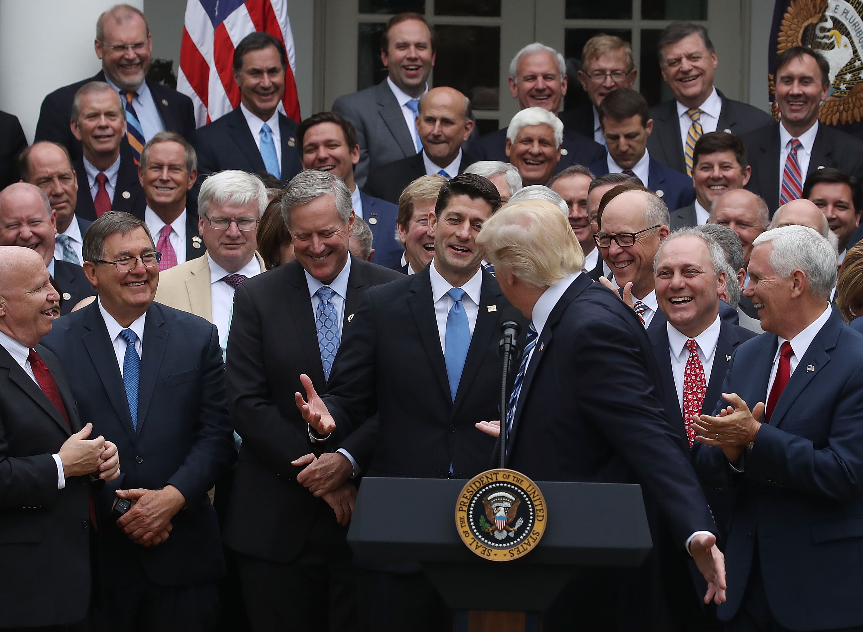 President Trump and House Republicans celebrate passing ObamaCare replacement legislation.