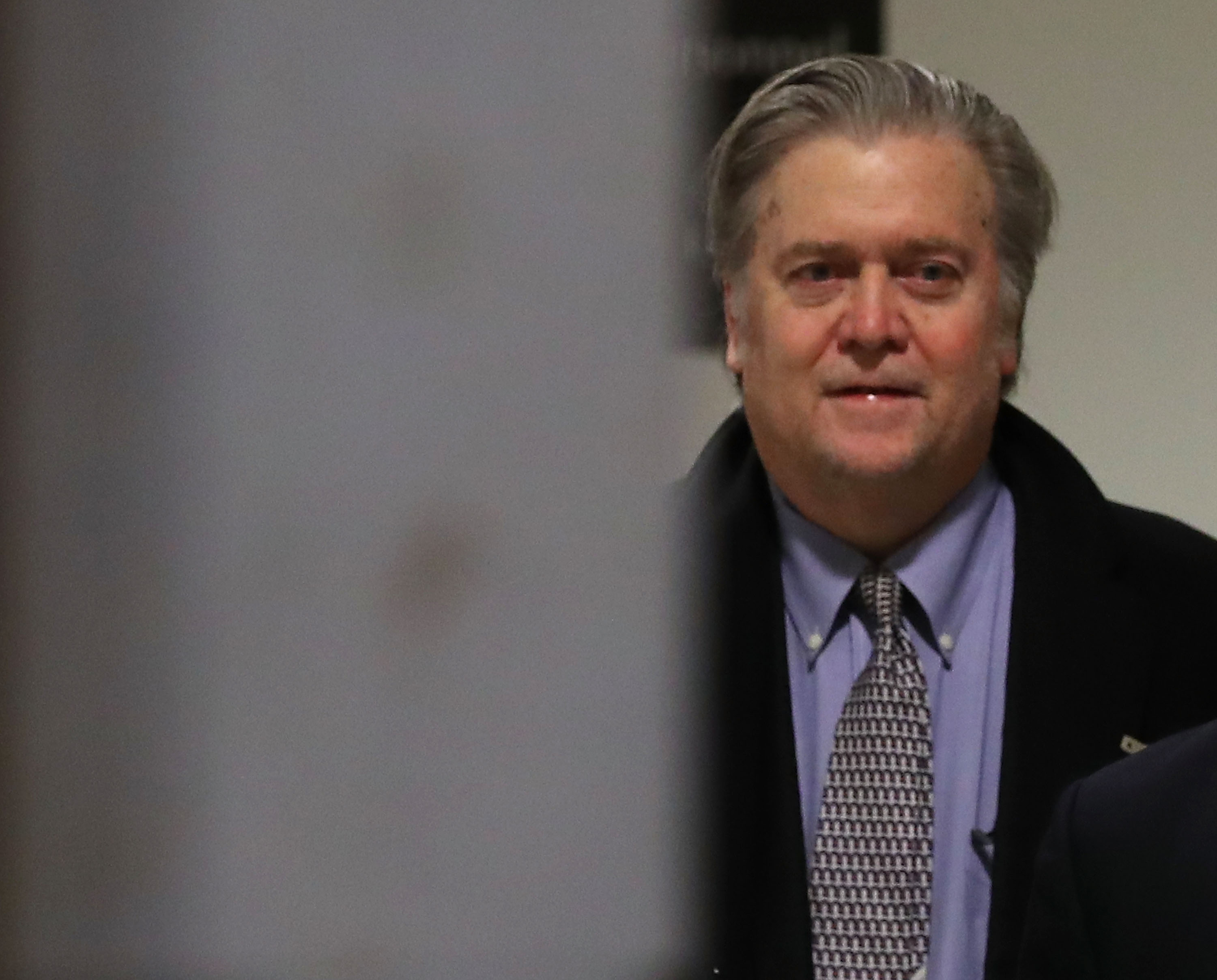 Stephen Bannon arrives at a House Intelligence Committee meeting