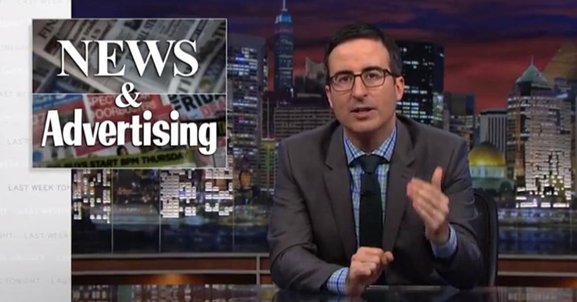 Here&#039;s John Oliver&#039;s take on the blurred lines between advertising and news