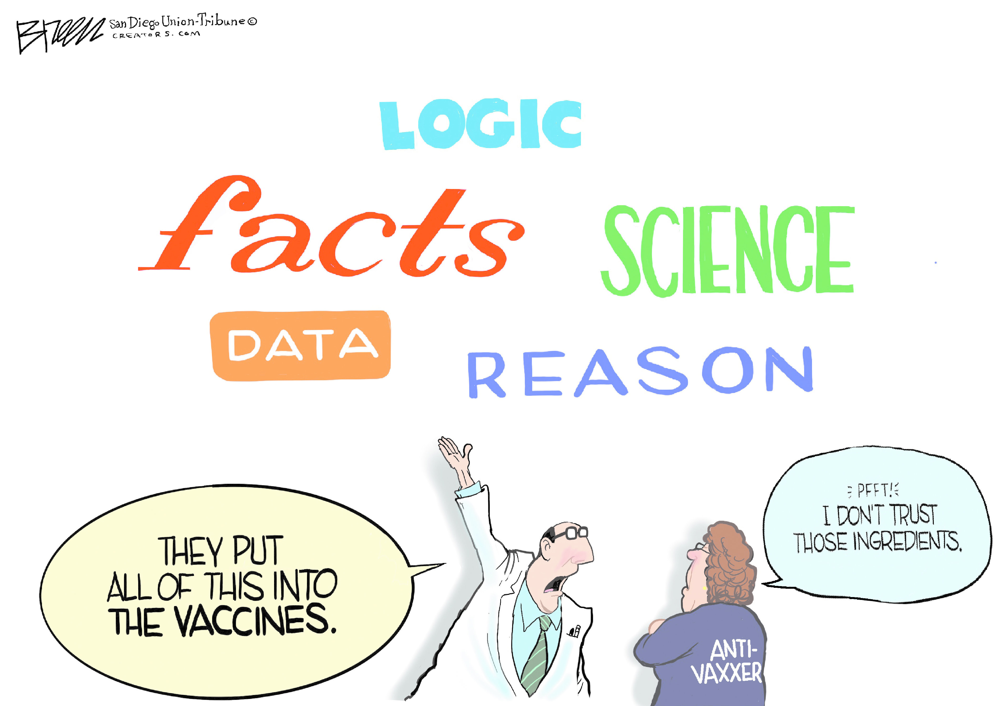 Editorial Cartoon U.S. COVID vaccine anti vaxxers
