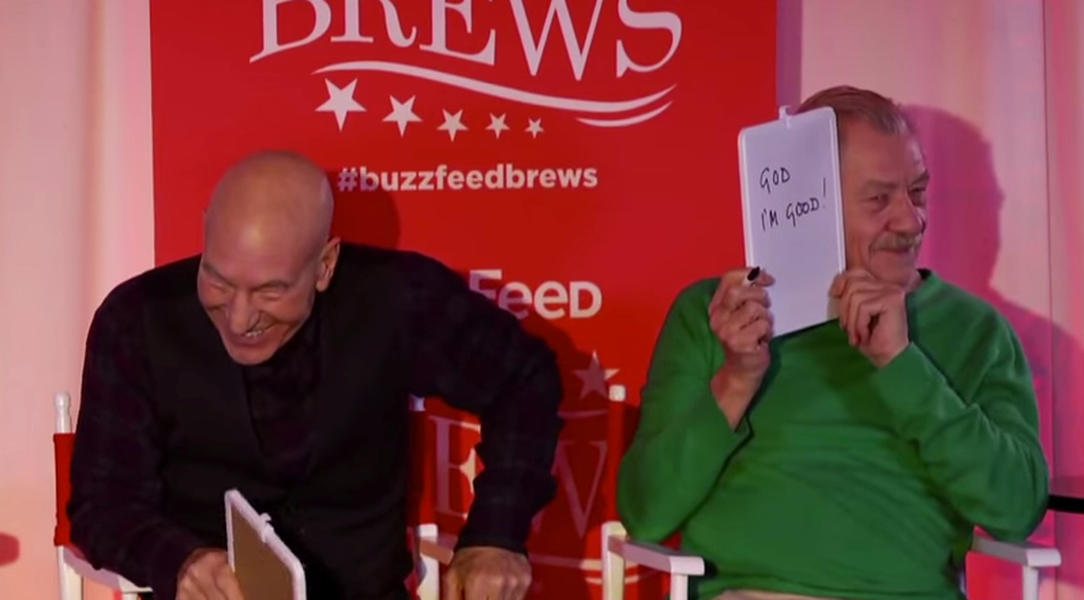 Watch Patrick Stewart and Ian McKellen charmingly bomb at The Newlywed Game