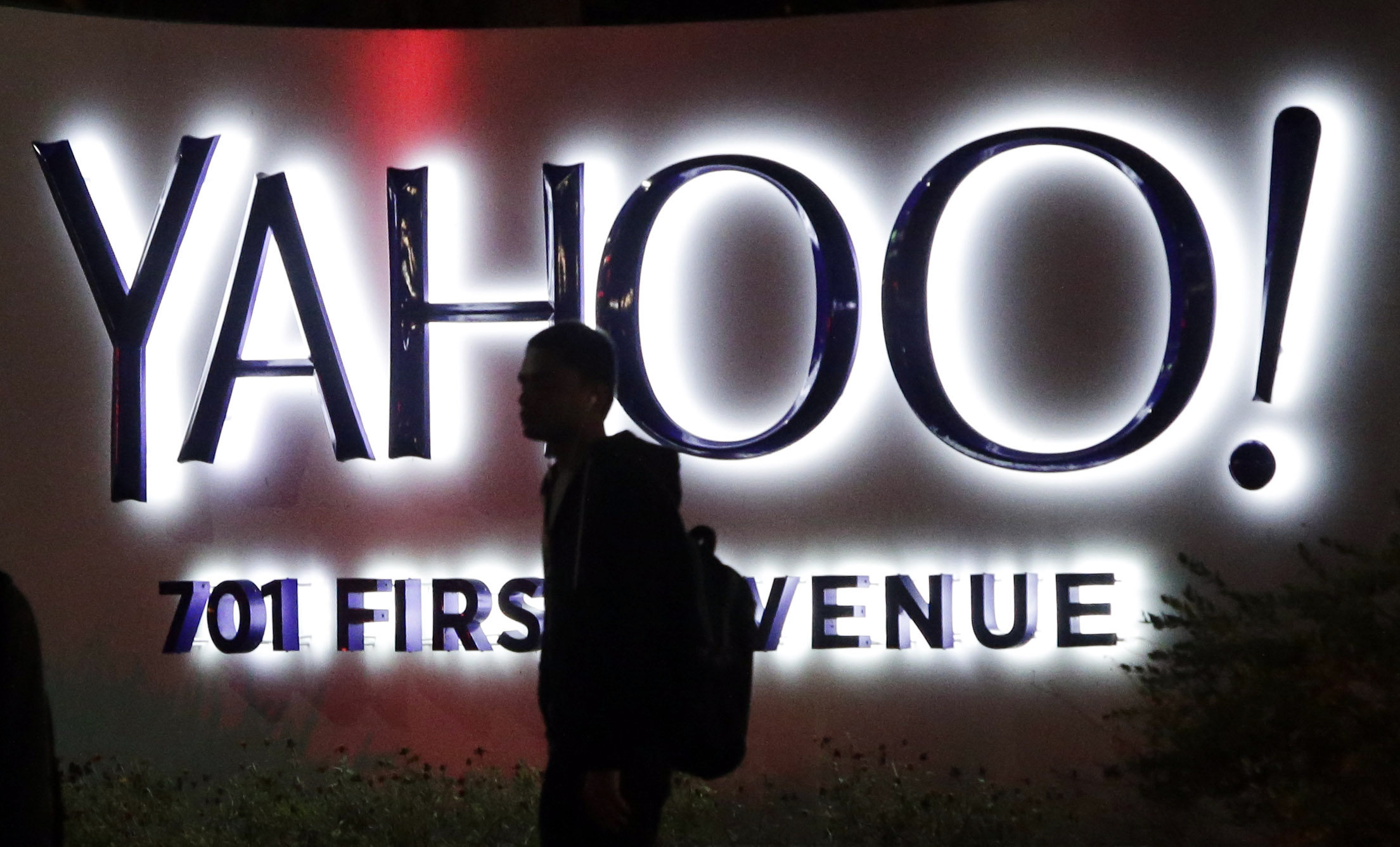 Yahoo sign at company headquarters in Sunnyvale, Calif