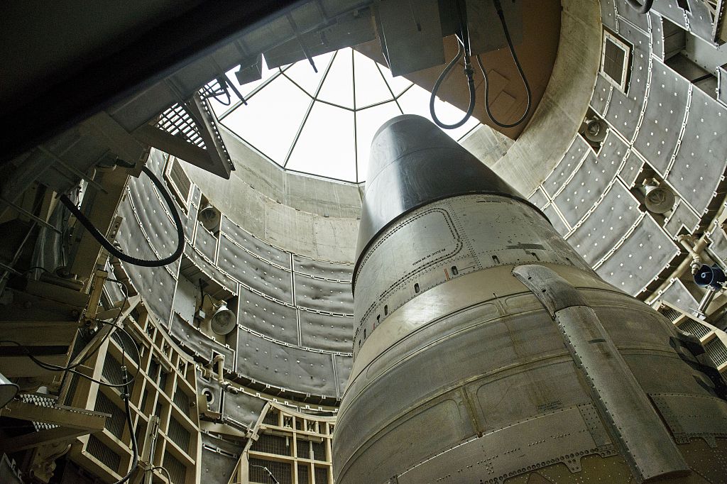 A deactivated Titan II nuclear ICMB is seen in a silo at the Titan Missile Museum on May 12, 2015 in Green Valley, Arizona.