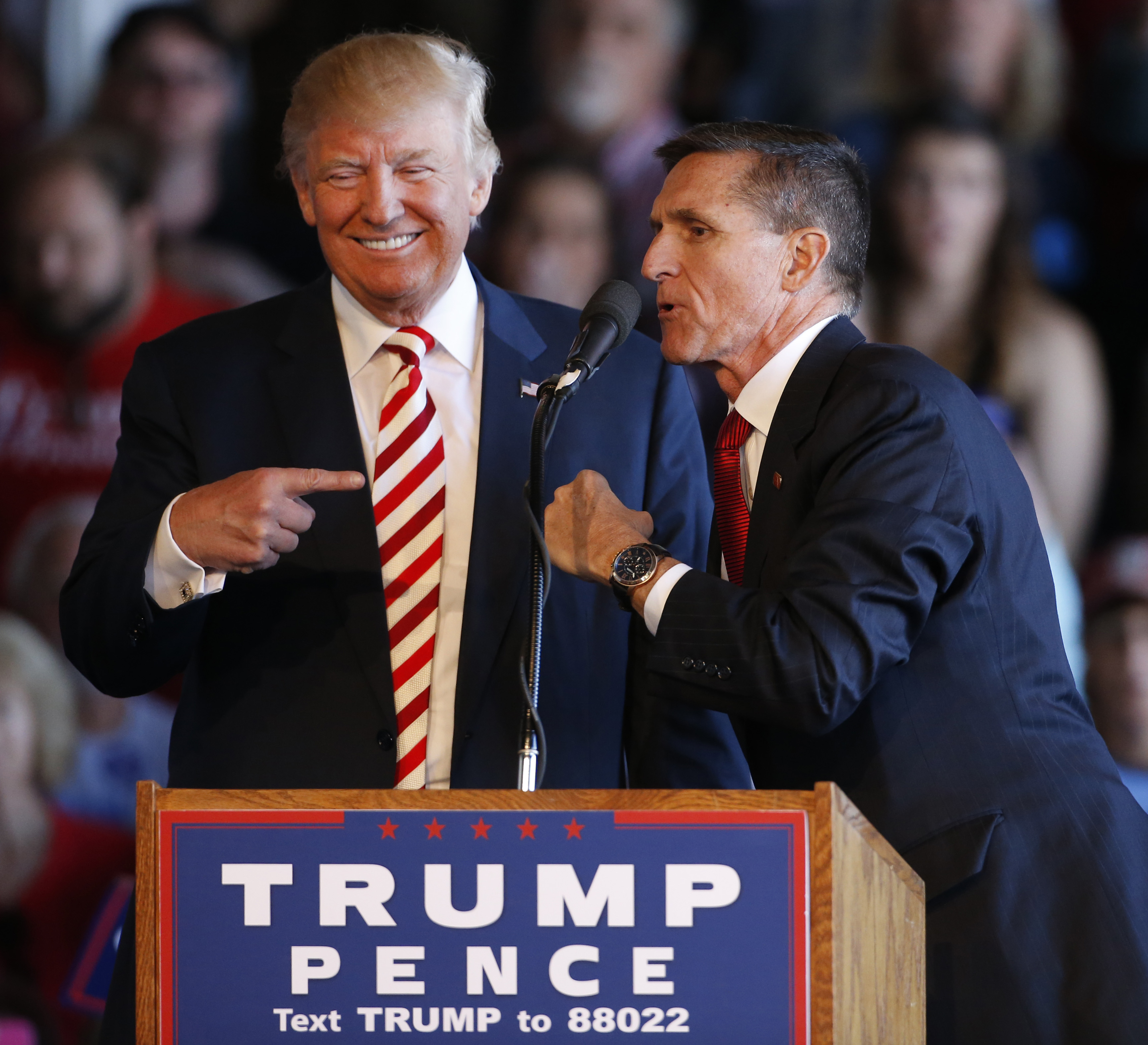 President Trump points toward Michael Flynn