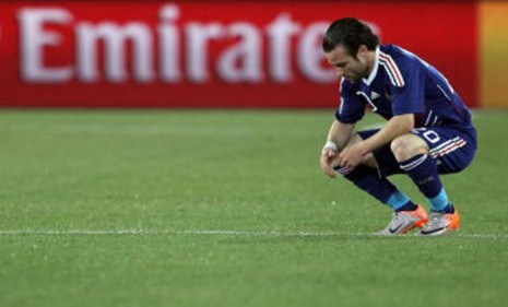 Mathieu Valbuena of France reacts after a 2-0 loss to Mexico.