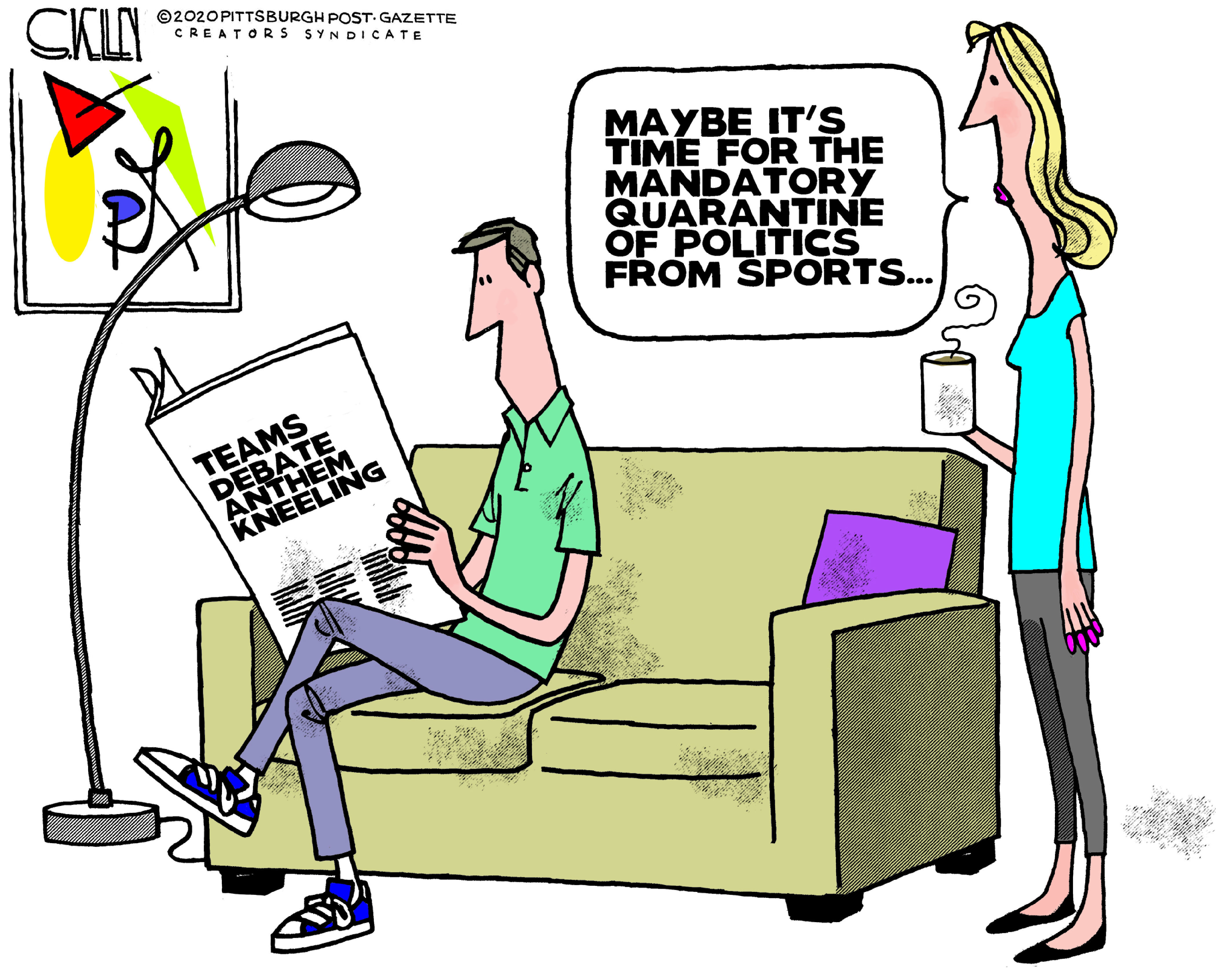 Editorial Cartoon U.S. kneeling racism sports