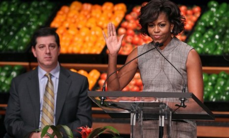 First lady Michelle Obama endorses a new program that will provide Walmart shoppers with healthier and more affordable food choices.