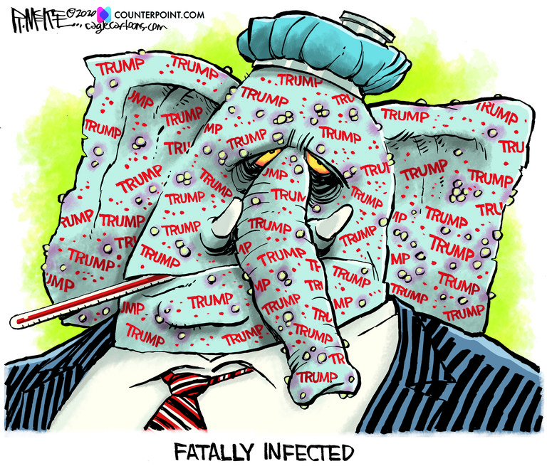 Political Cartoon U.S. GOP Trump infection