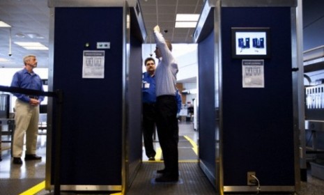 A full body scanner at Boston&#039;s Logan International Airport.