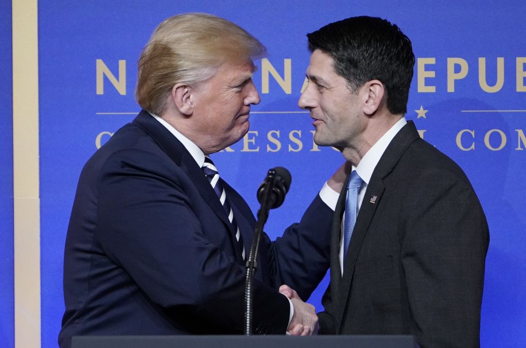 Trump and Paul Ryan shake hands