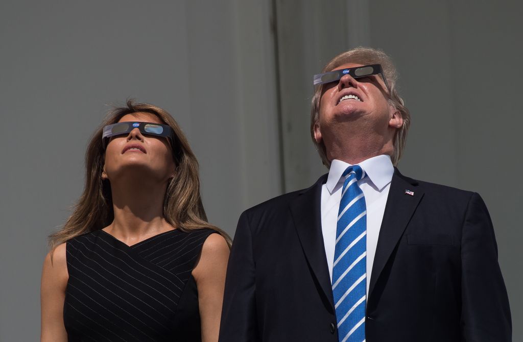 President Trump and First Lady view eclipse.