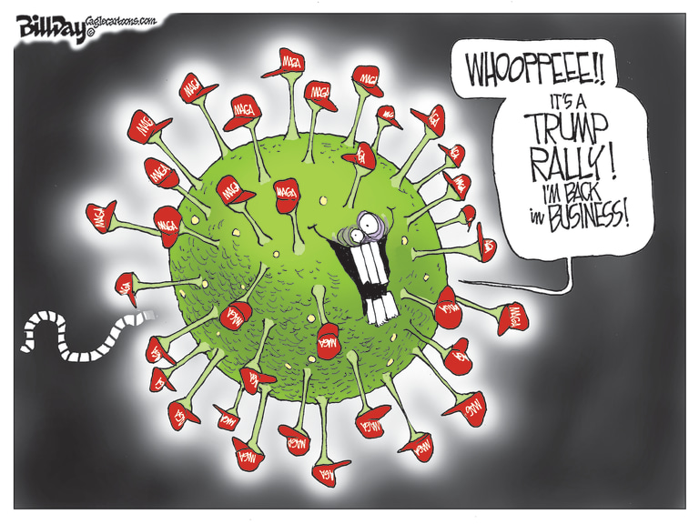 Editorial Cartoon U.S. Trump rally coronavirus maga