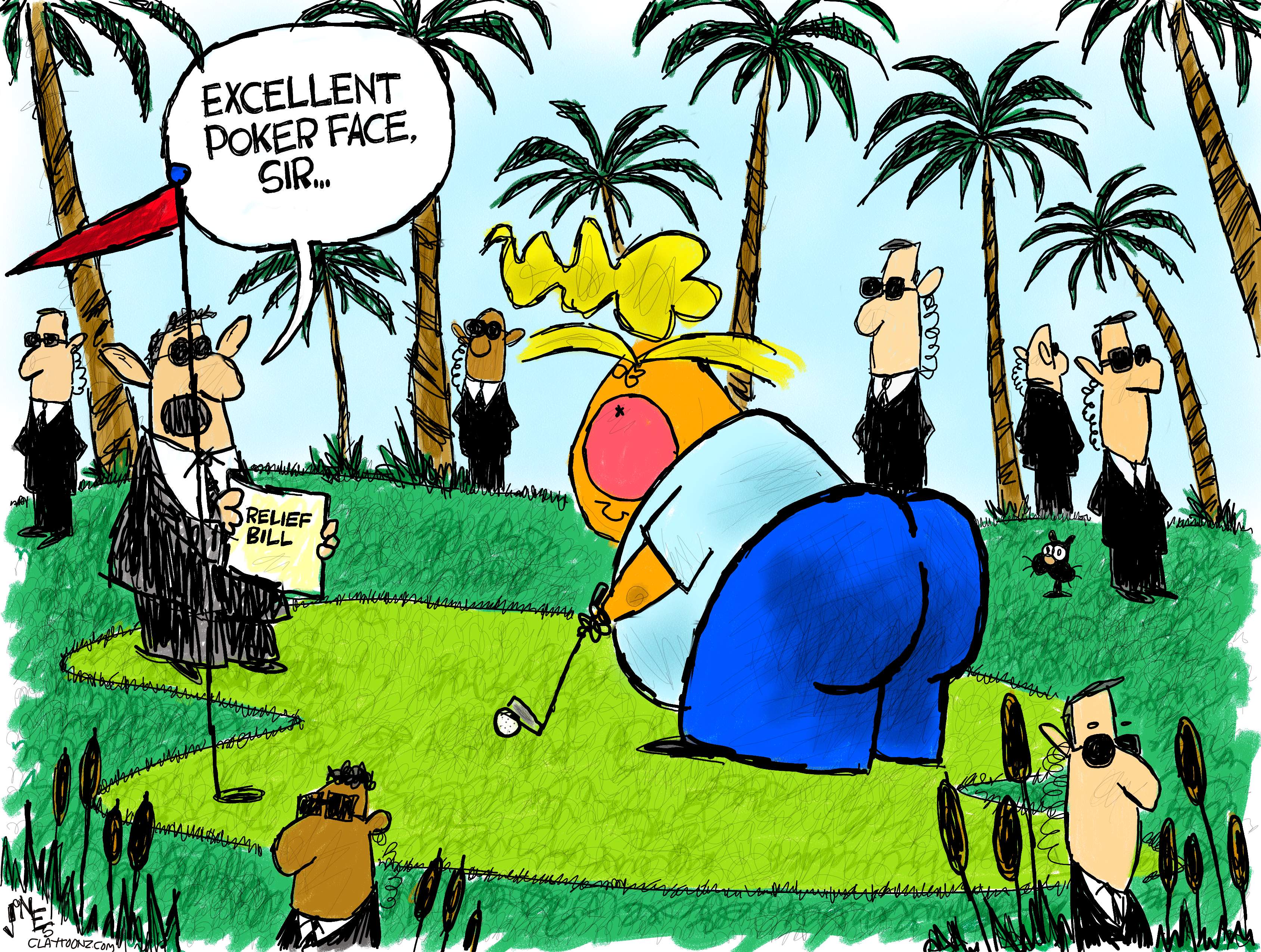Political Cartoon U.S. Trump Golfing Relief Bill $600 Checks