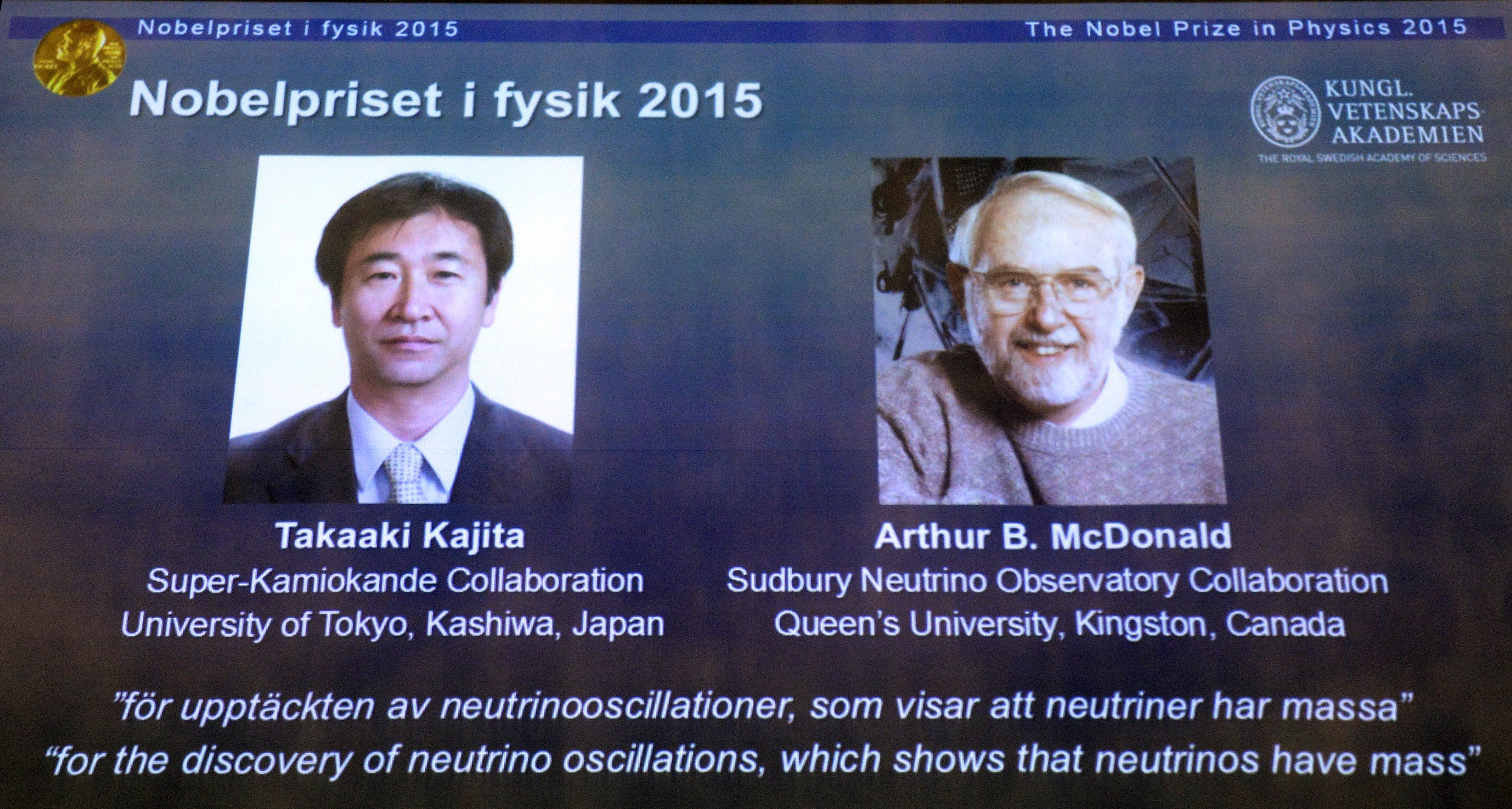 The 2015 Nobel Physics Prize laureates