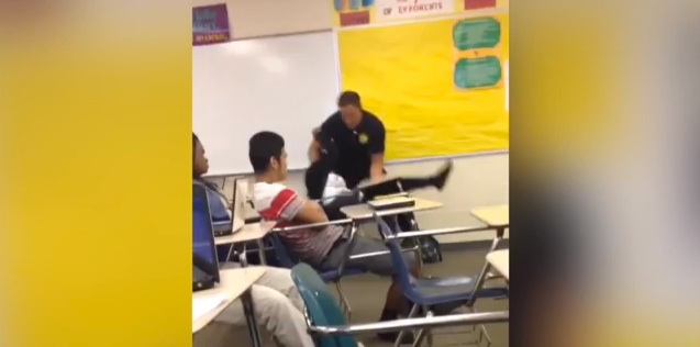 A still from the video showing a female student being arrested at Spring Valley High School in Columbia, South Carolina.
