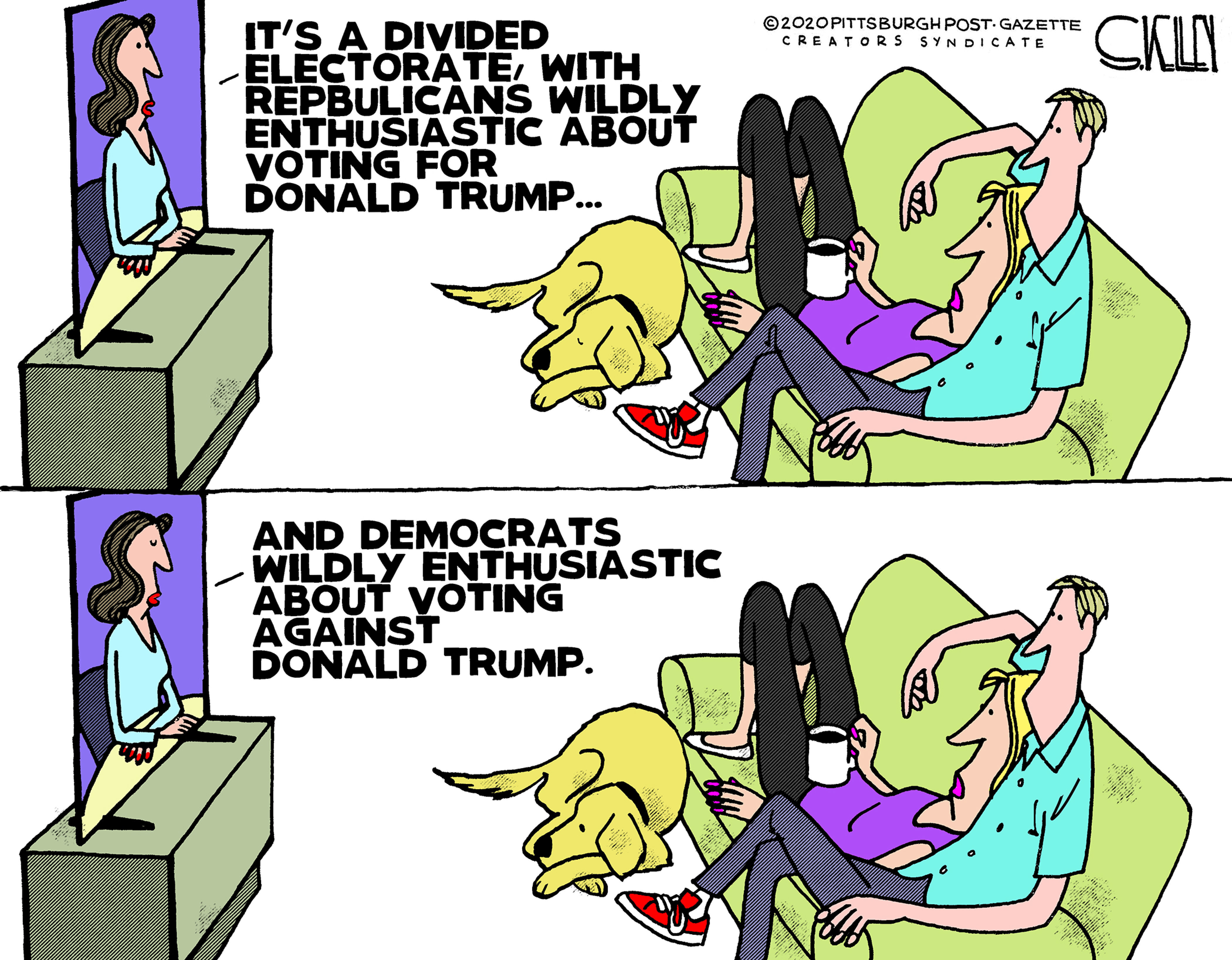 Political Cartoon U.S. Trump Biden voters