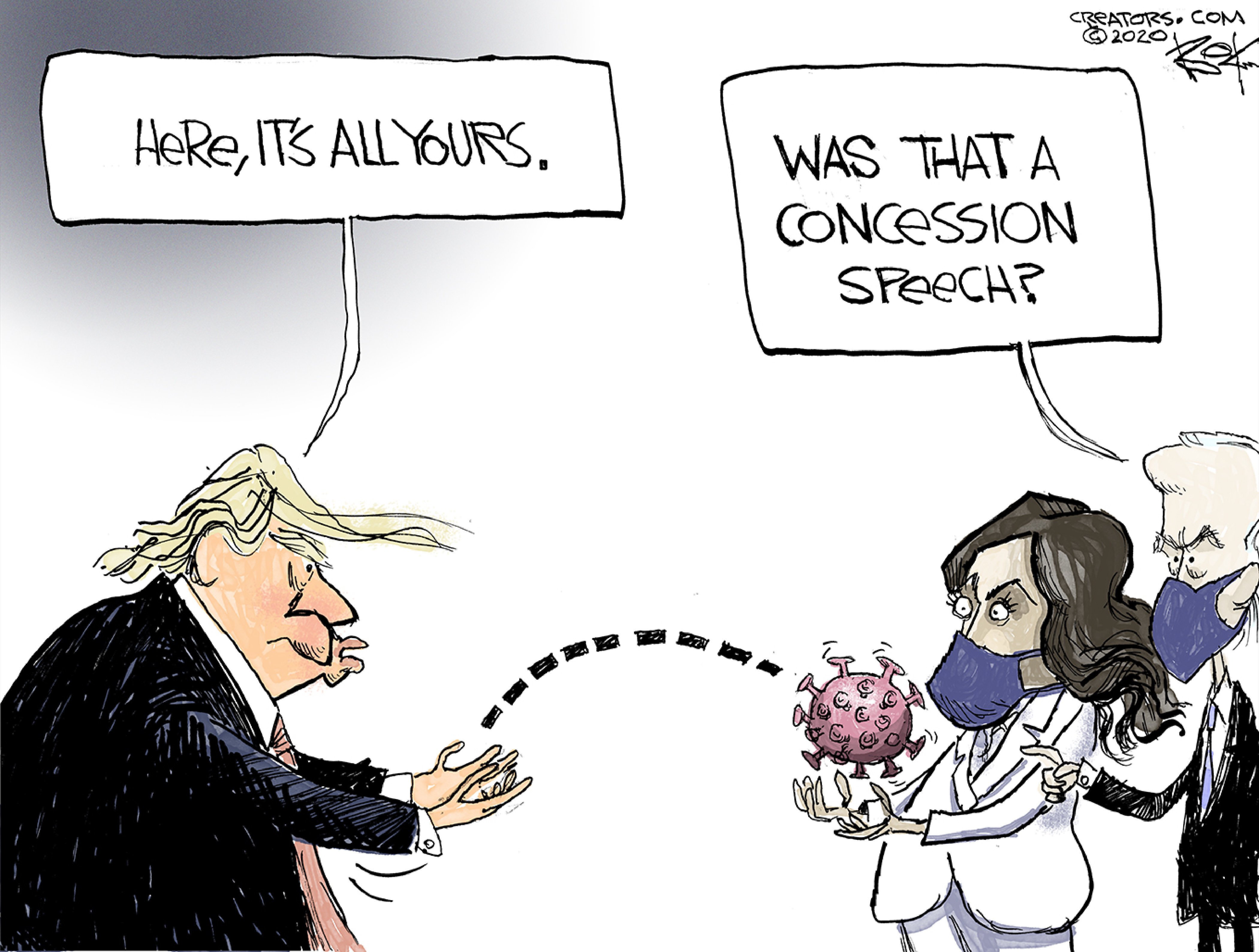Political Cartoon U.S. Trump COVID Biden Harris