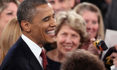 President Obama was all smiles after the Oct. 16 presidential debate.
