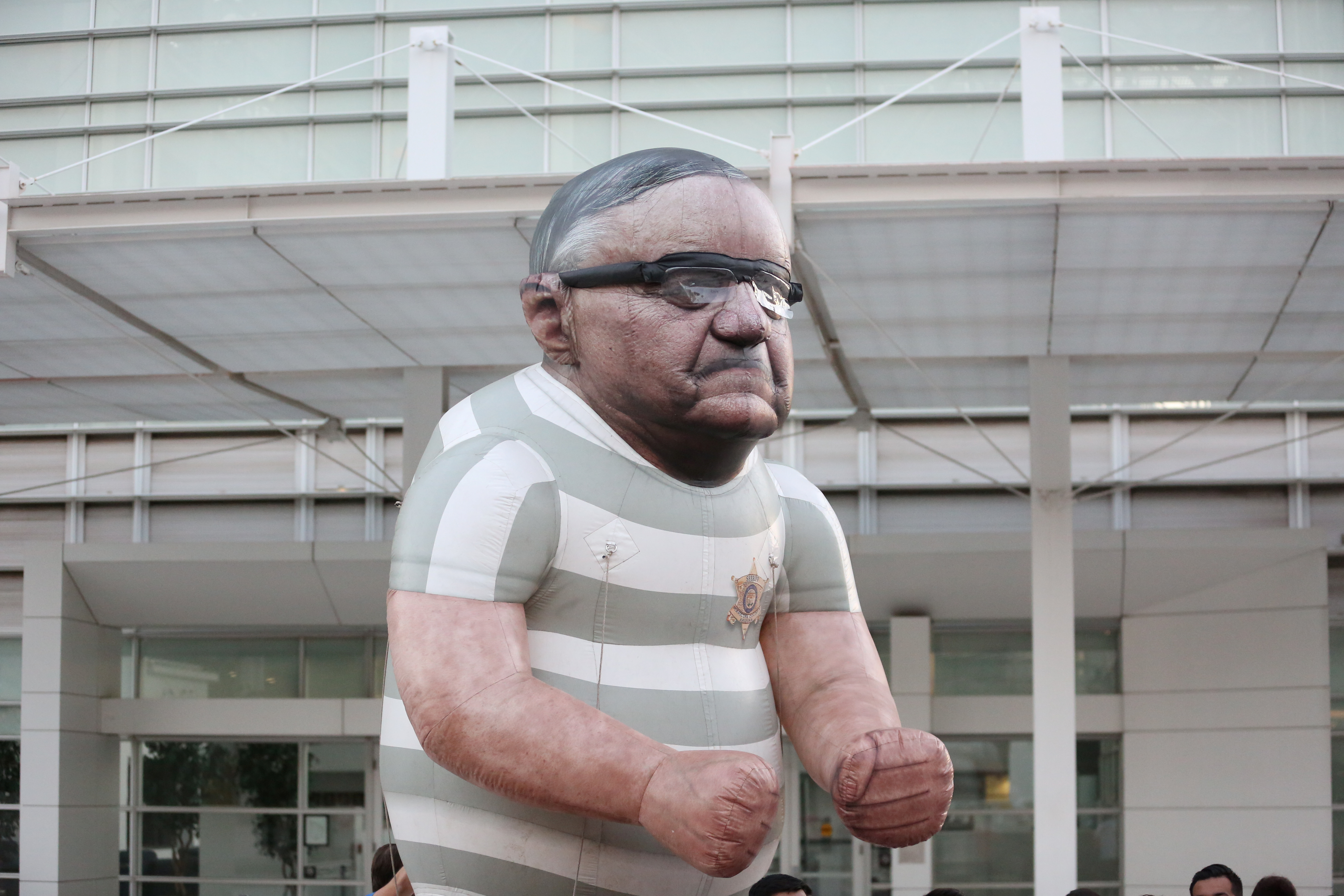 A protest balloon made to look former Sheriff Joe Arpaio.