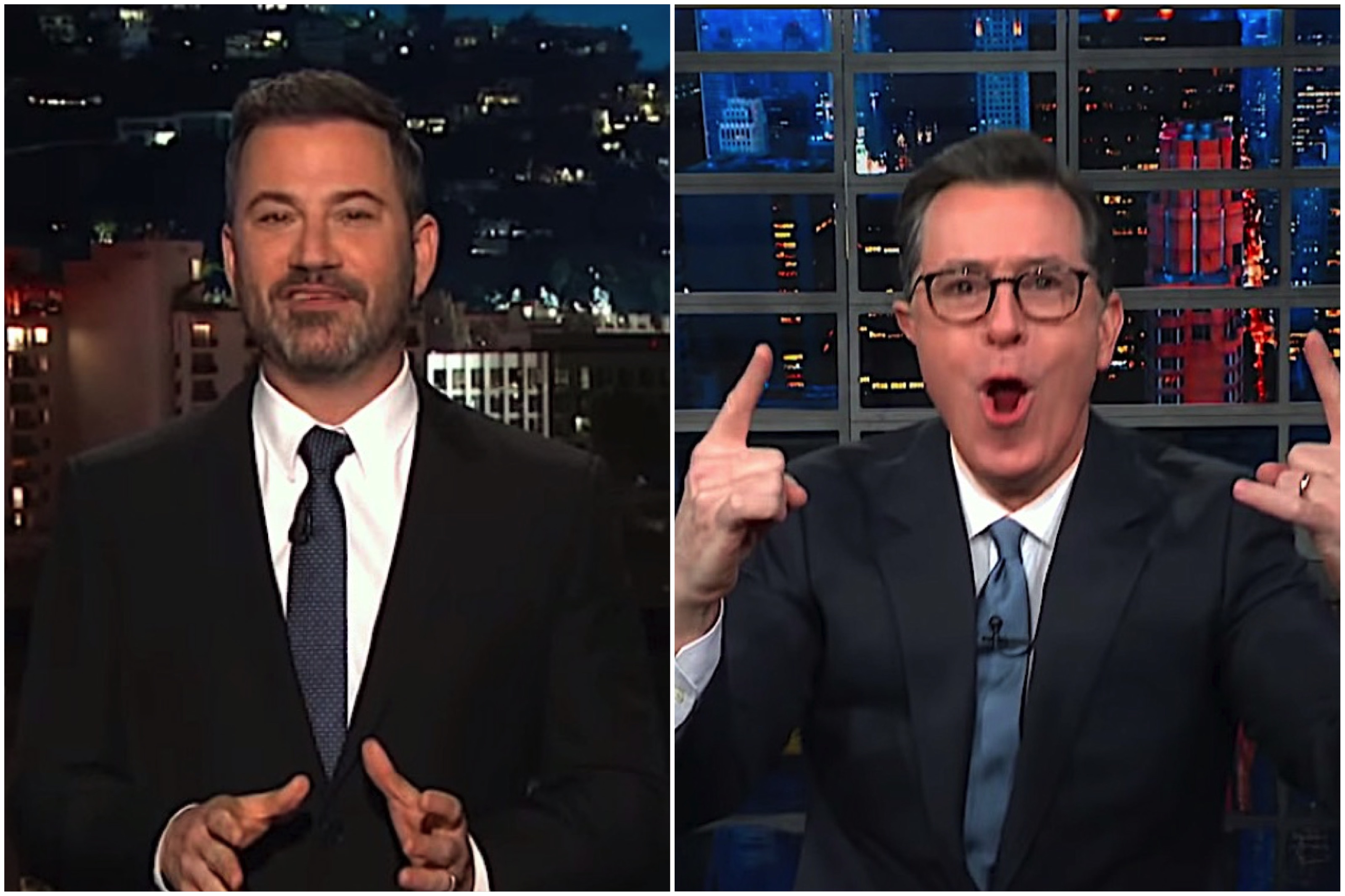 Jimmy Kimmel and Stephen Colbert on being in Trump&#039;s Mueller Madness bracket