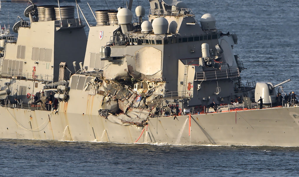 The damaged USS Fitzgerald